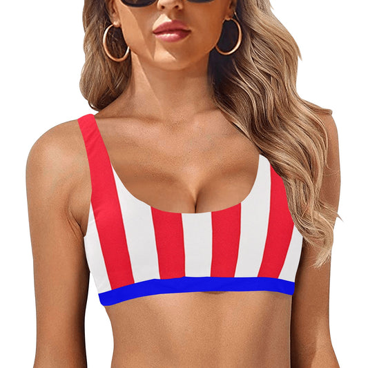 USA/American Flag Inspired Style-3 Sport Bikini Top