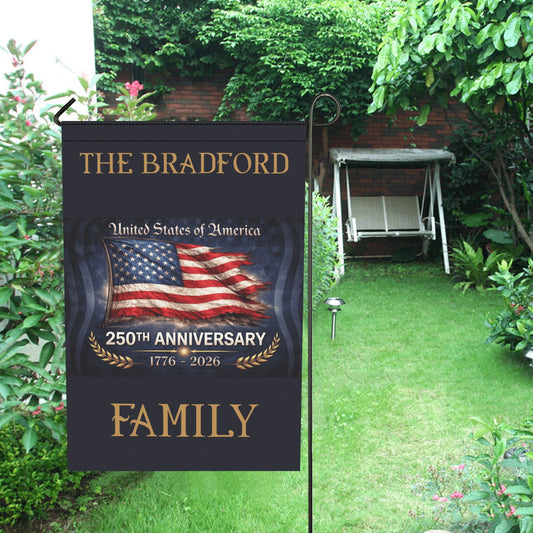 America 250th Anniversary Personalized Garden Flags Made in the USA (2 STYLES and sizes)