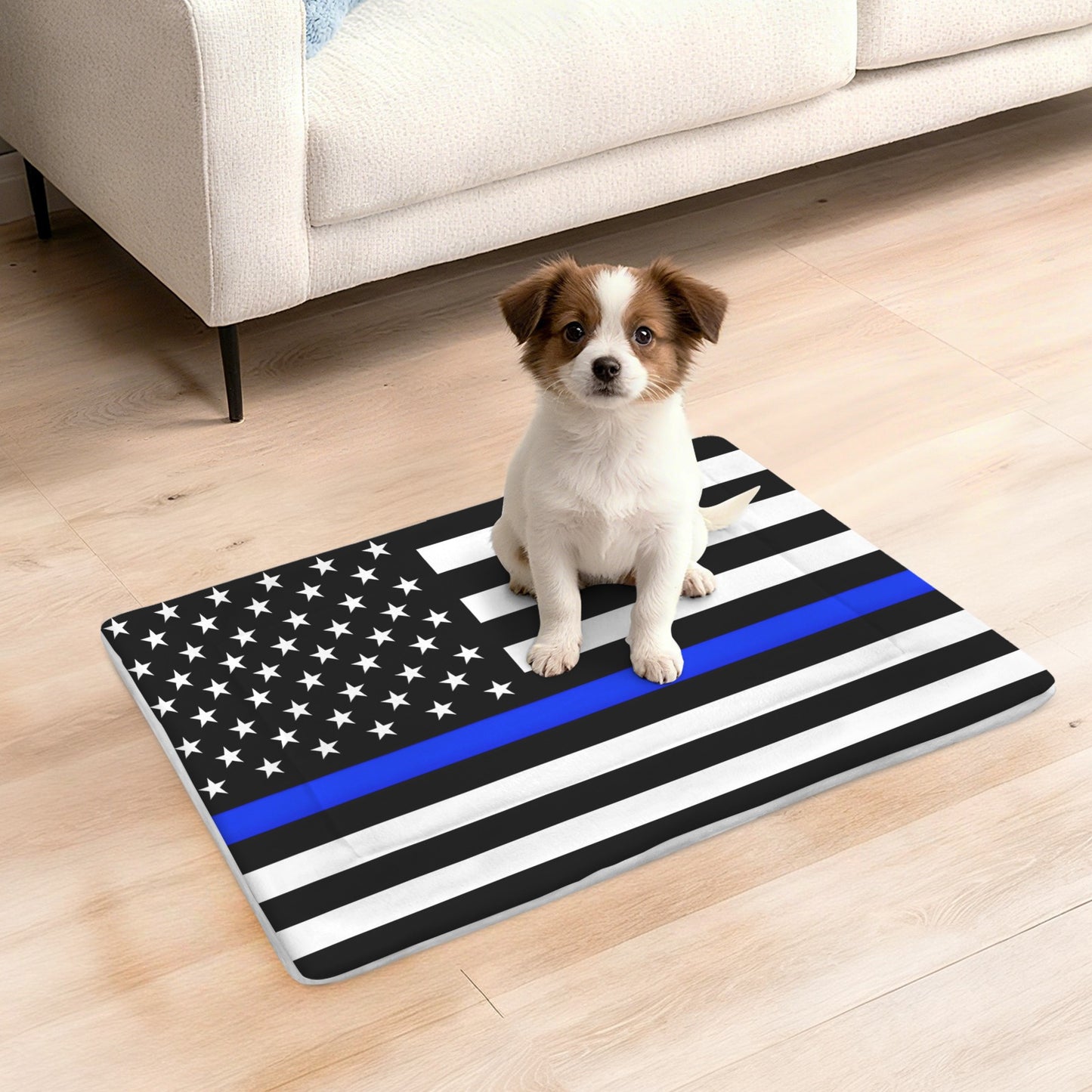 Thin Blue Line Flag Inspired Pet Mat 25x18inch (Made in the USA)