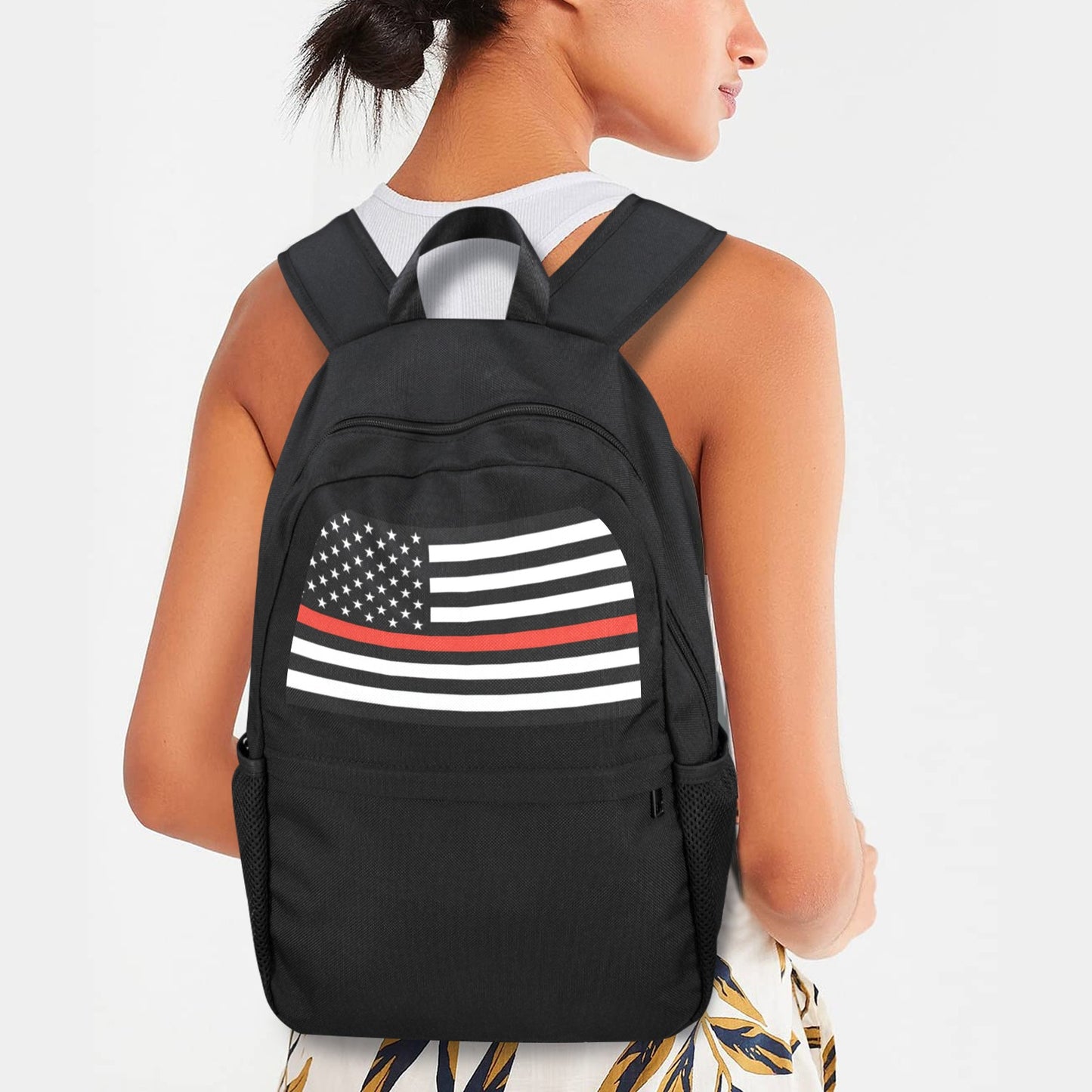 Thin Red Line Flag Inspired Casual Backpack Printed in the USA