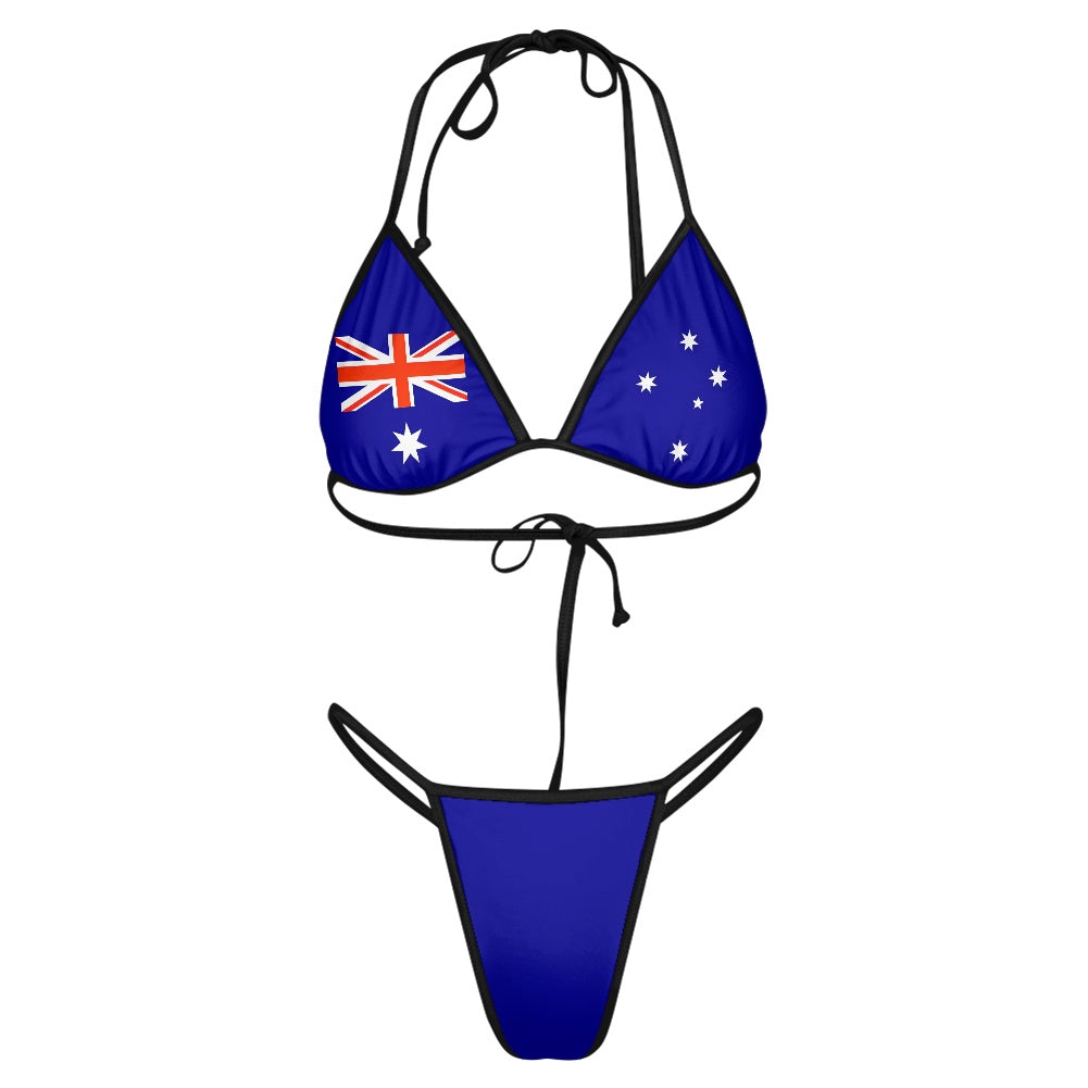 Australia Flag Inspired Women's Triangle Bikini with Thong Bottom