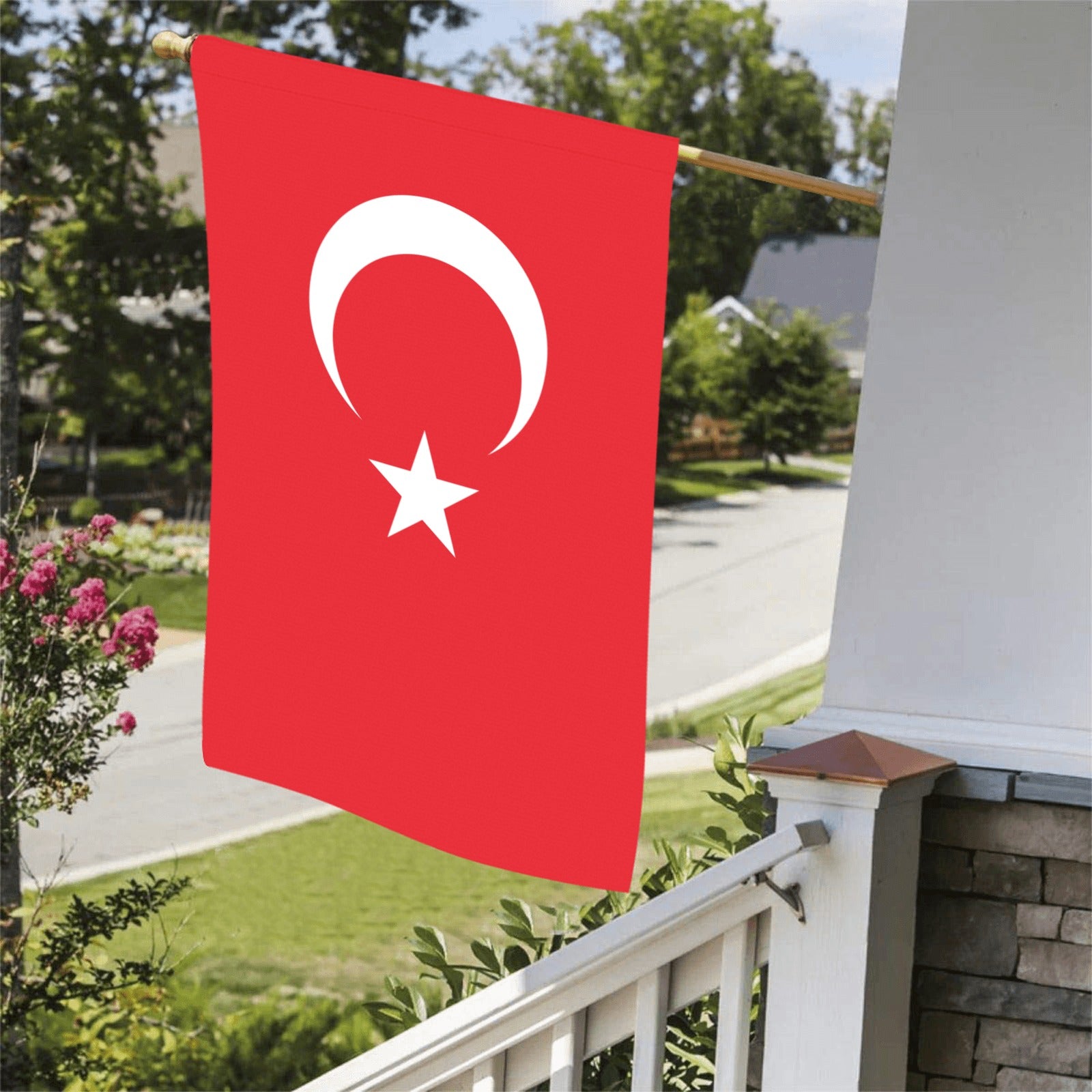 Red flag with crescent, star; Luv My Flag brand.