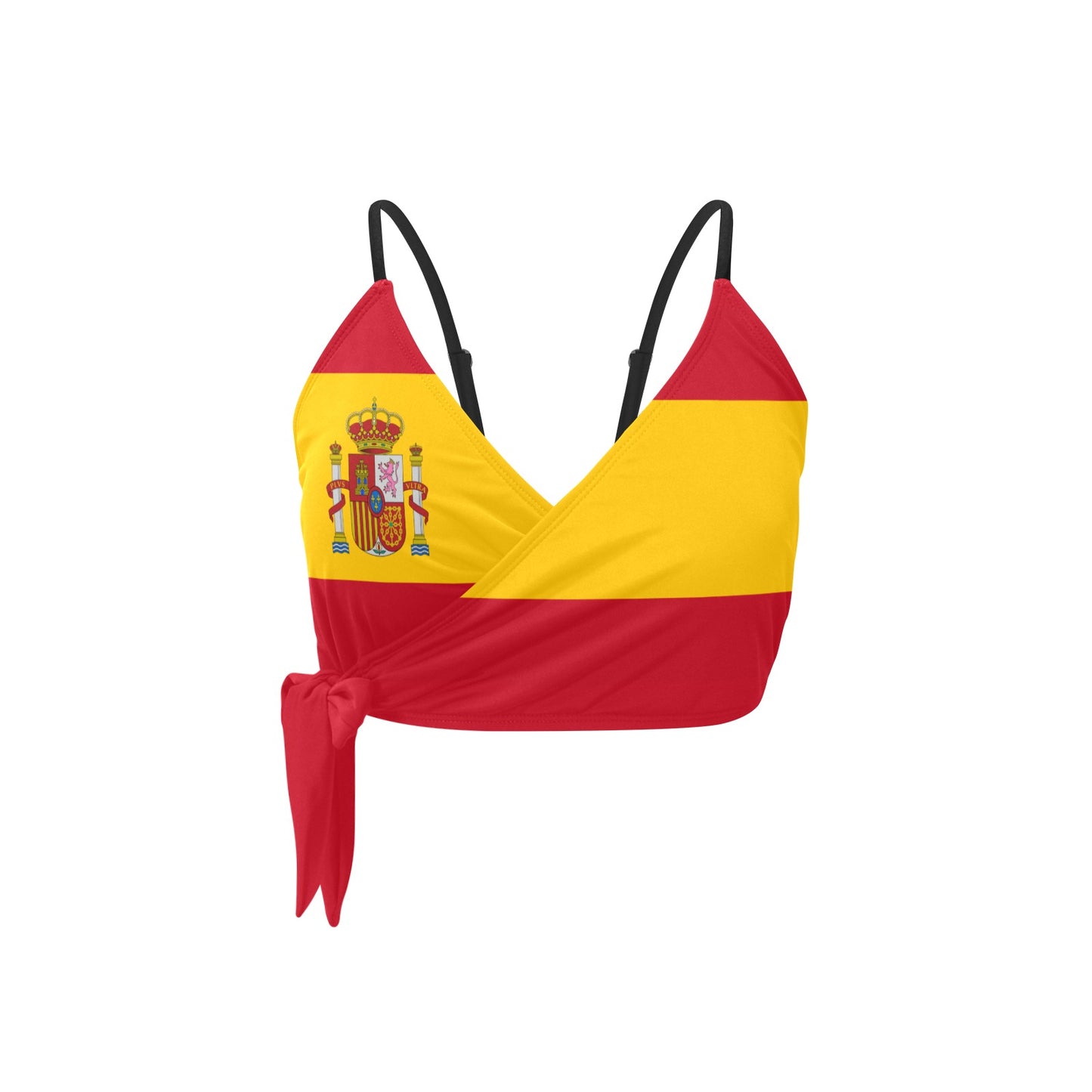 Spain Flag Inspired Knot Side Bikini Top