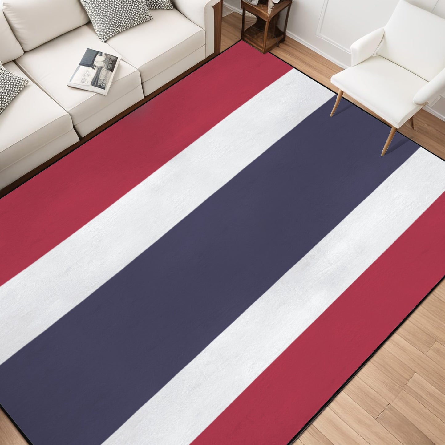 Thailand Flag Inspired 84x60 Inch Area Rug with Black Binding (Made in the USA)