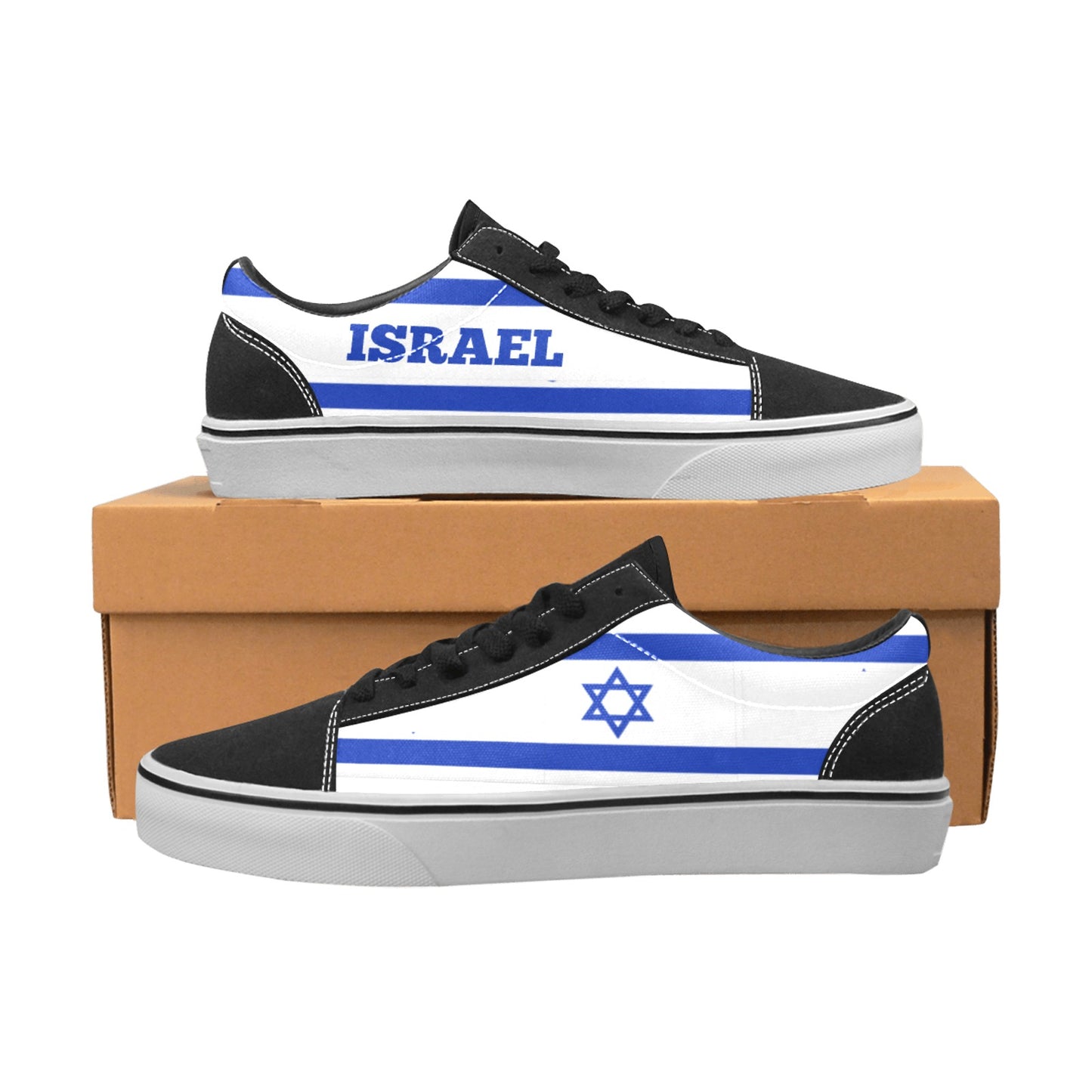 Israel Flag Inspired Women's Lace-Up Canvas Shoes