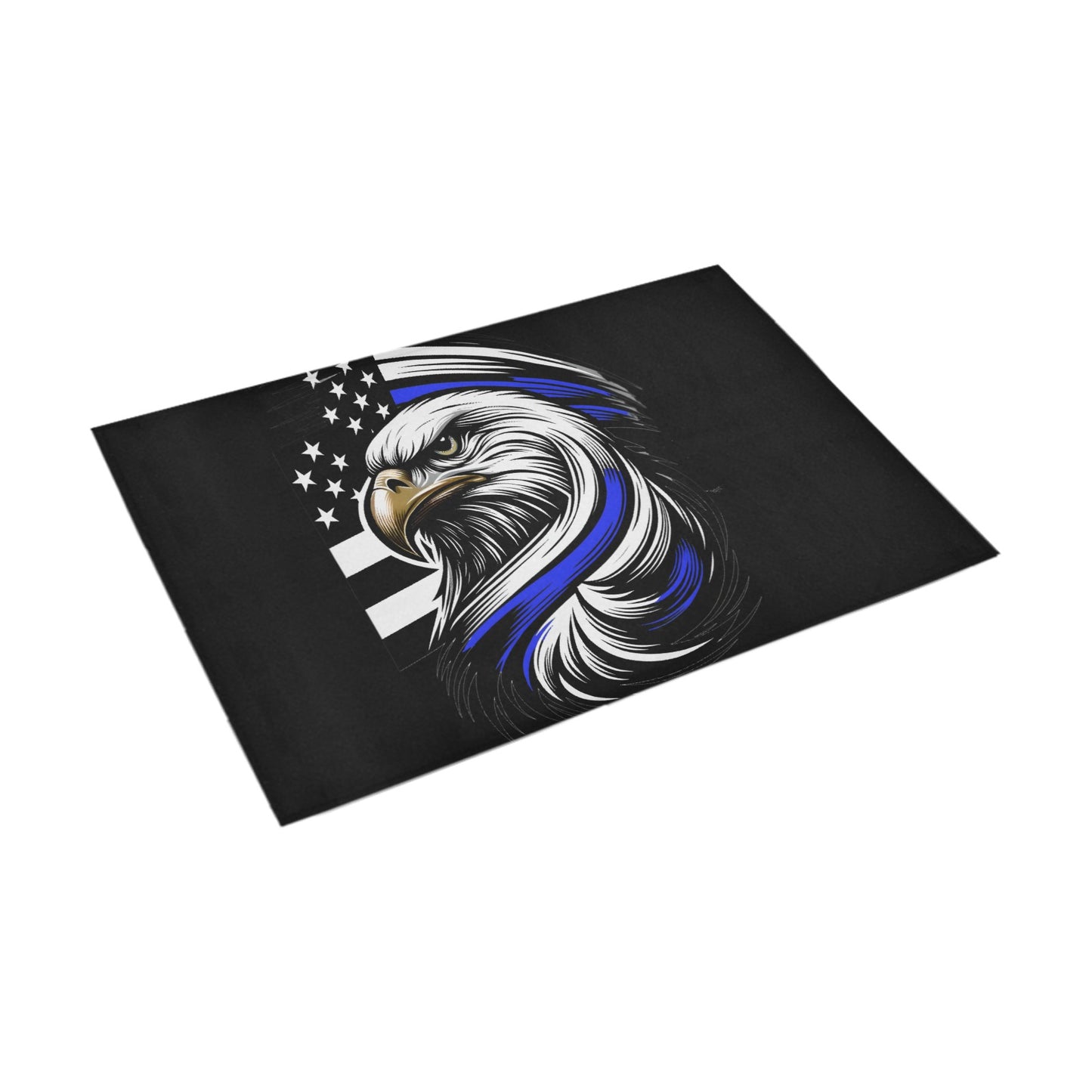 Thin Blue Line Flag Inspired Eagle Doormat 30" x 18" (Sponge Material)