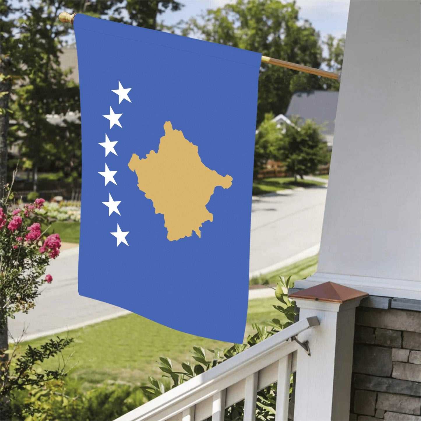 [Luv My Flag] blue flag with gold Kosovo map.