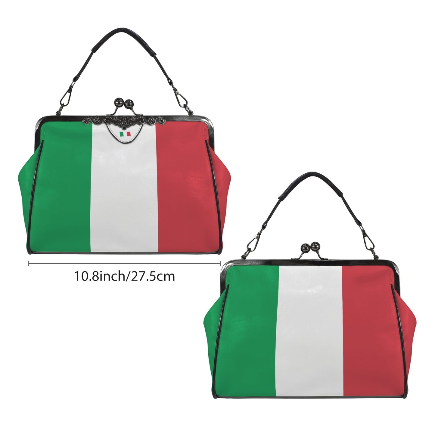 Italy Flag Inspired Kisslock Crossbody Shoulder Bag