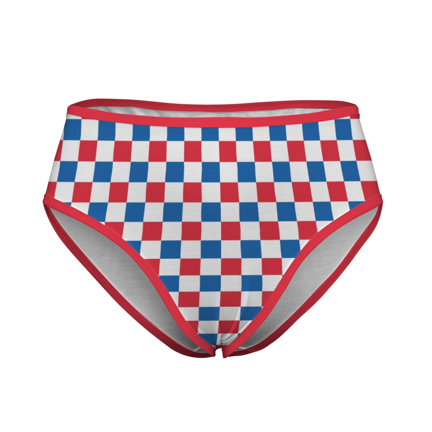 USA/American Flag Inspired Checkered Pattern Women's High Waisted Brief