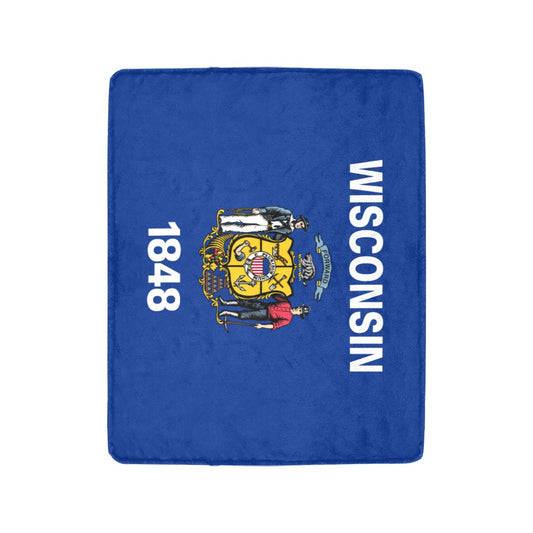 Blue Wisconsin flag blanket by Luv My Flag brand.
