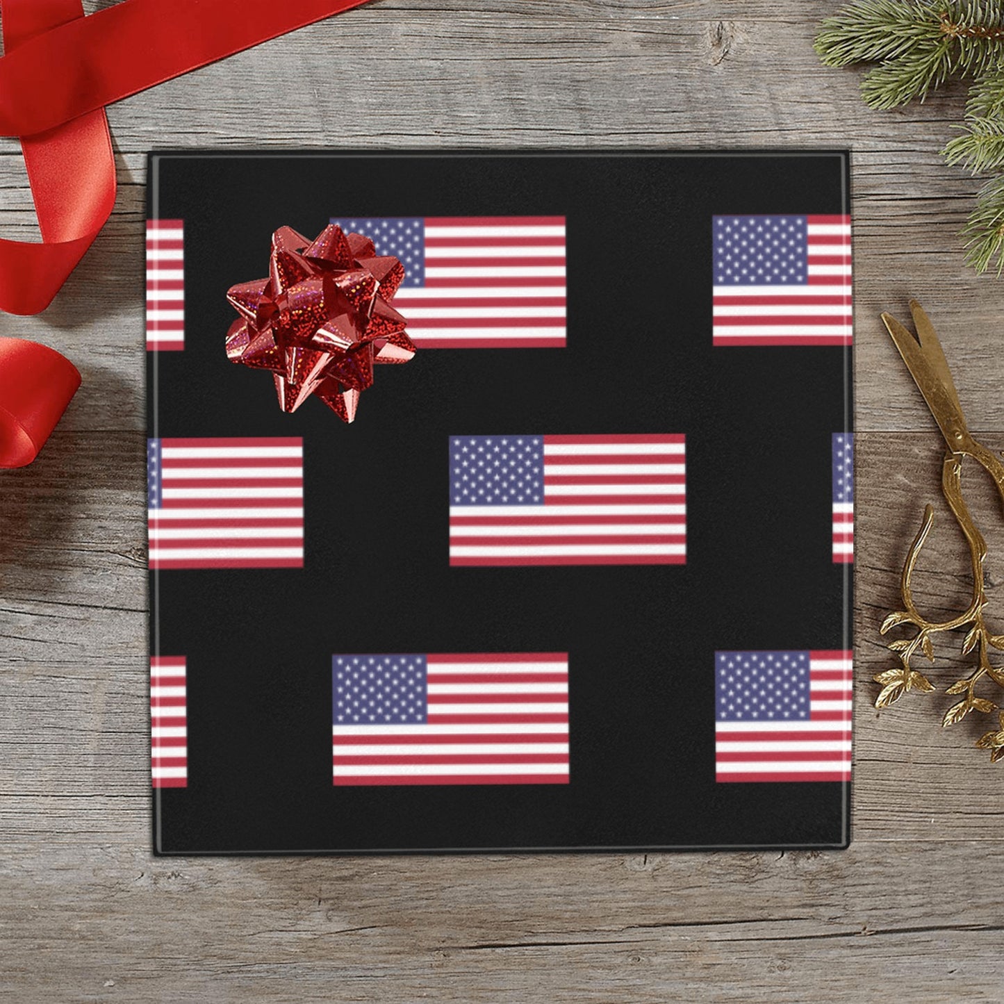USA/American Flag Inspired Custom Gift Wrapping Paper 58"x 22.5" (4 Rolls)