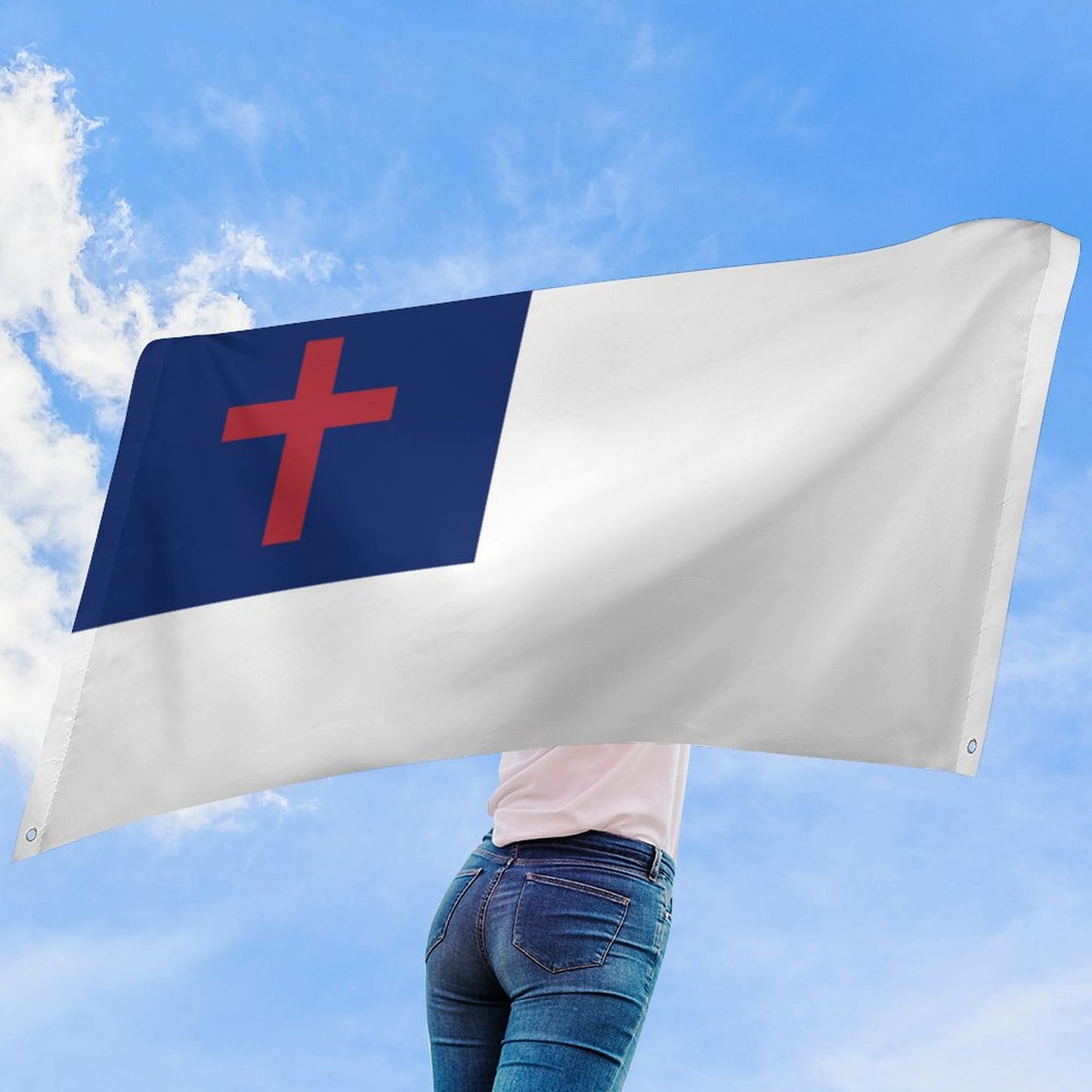 Christian Flag Inspired Wall Mount Flag with Four Grommets (35x59 in)