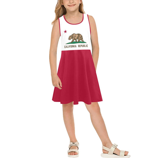 California Flag Inspired Girls' Sleeveless Sundress | Ships from USA