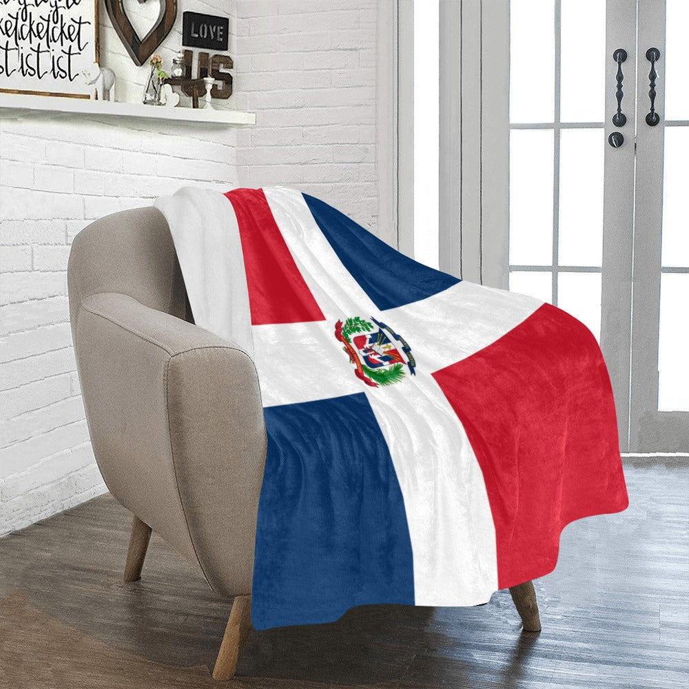 Luv My Flag blanket with Dominican Republic flag design displayed.