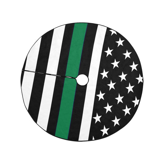 Thin Green Line Flag Thick Christmas Tree Skirt 47" x 47"