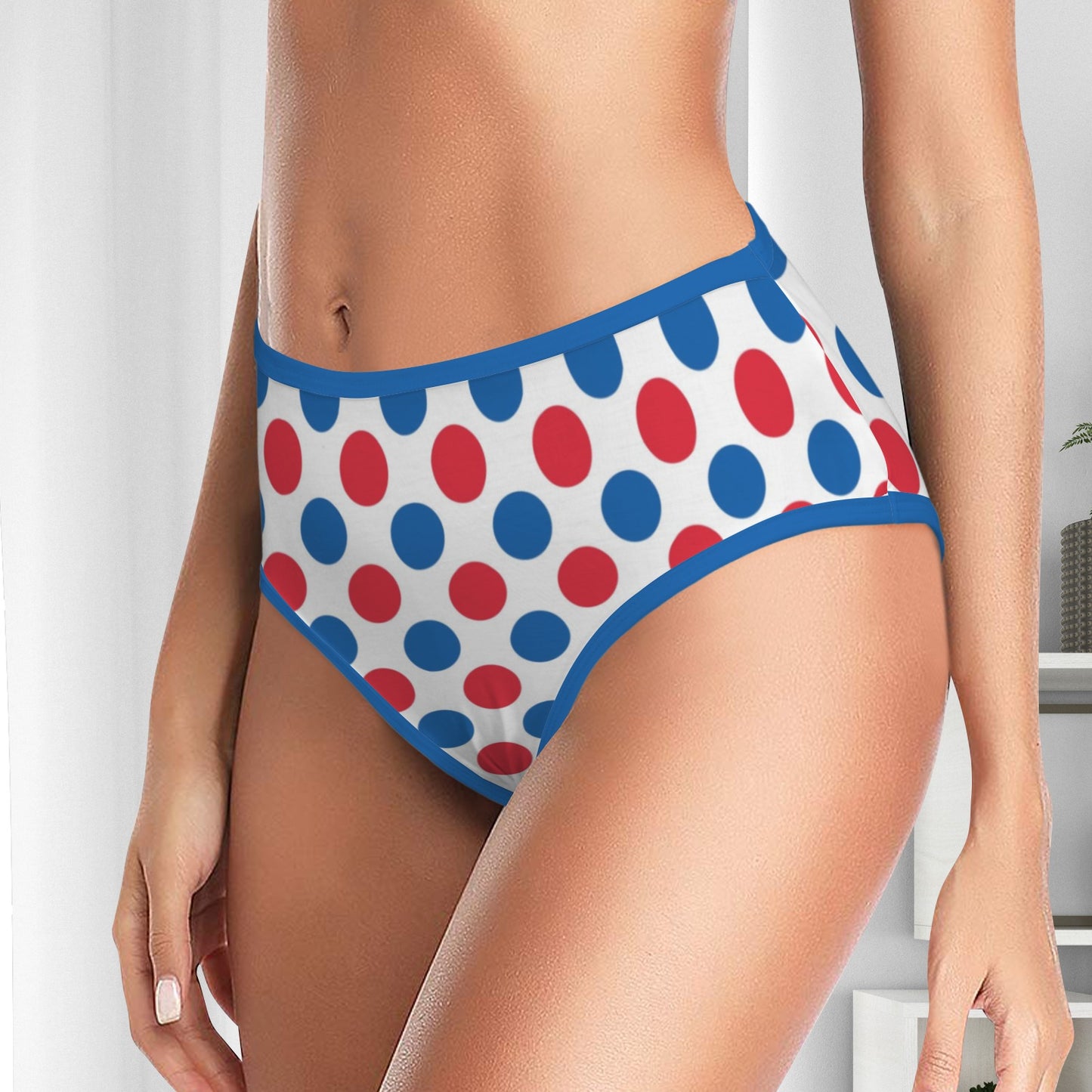 USA/American Flag Inspired Polka Dot Pattern Women's High Waisted Brief