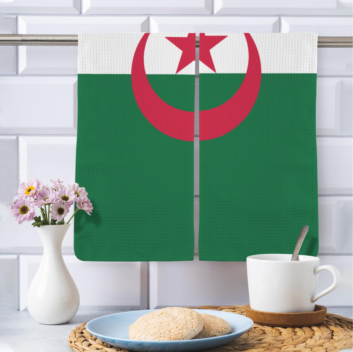 Algeria Flag Inspired Kitchen Towel 40X60cm (Pack of 2) | Printed In the USA