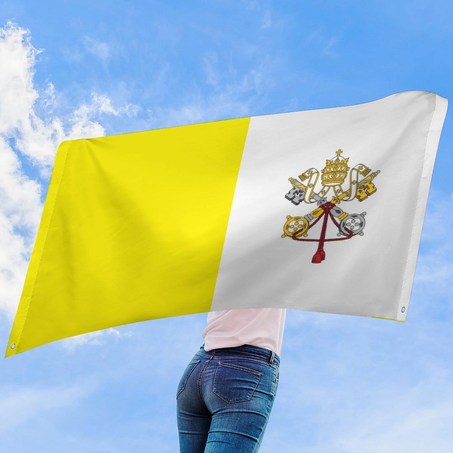 Vatican City Flag Inspired Wall Mount Flag with Four Grommets (35x59 in)
