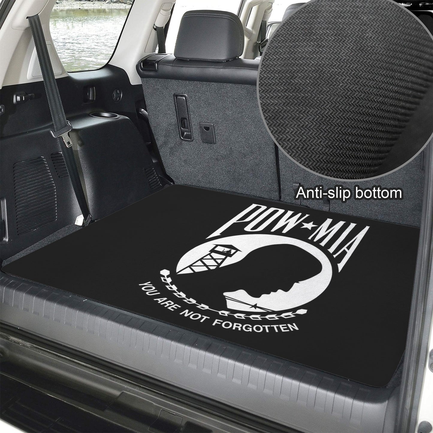 POW/MIA Flag Inspired Car Trunk Mat 100 × 75 cm / 39.4 × 30 in Printed in the USA