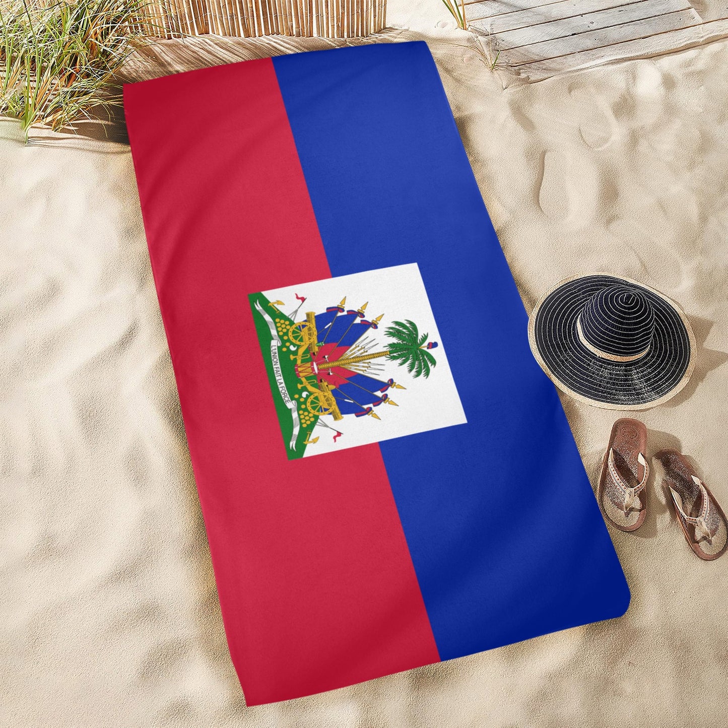 Haiti Flag Beach Towel 31"x71" (Made in USA)