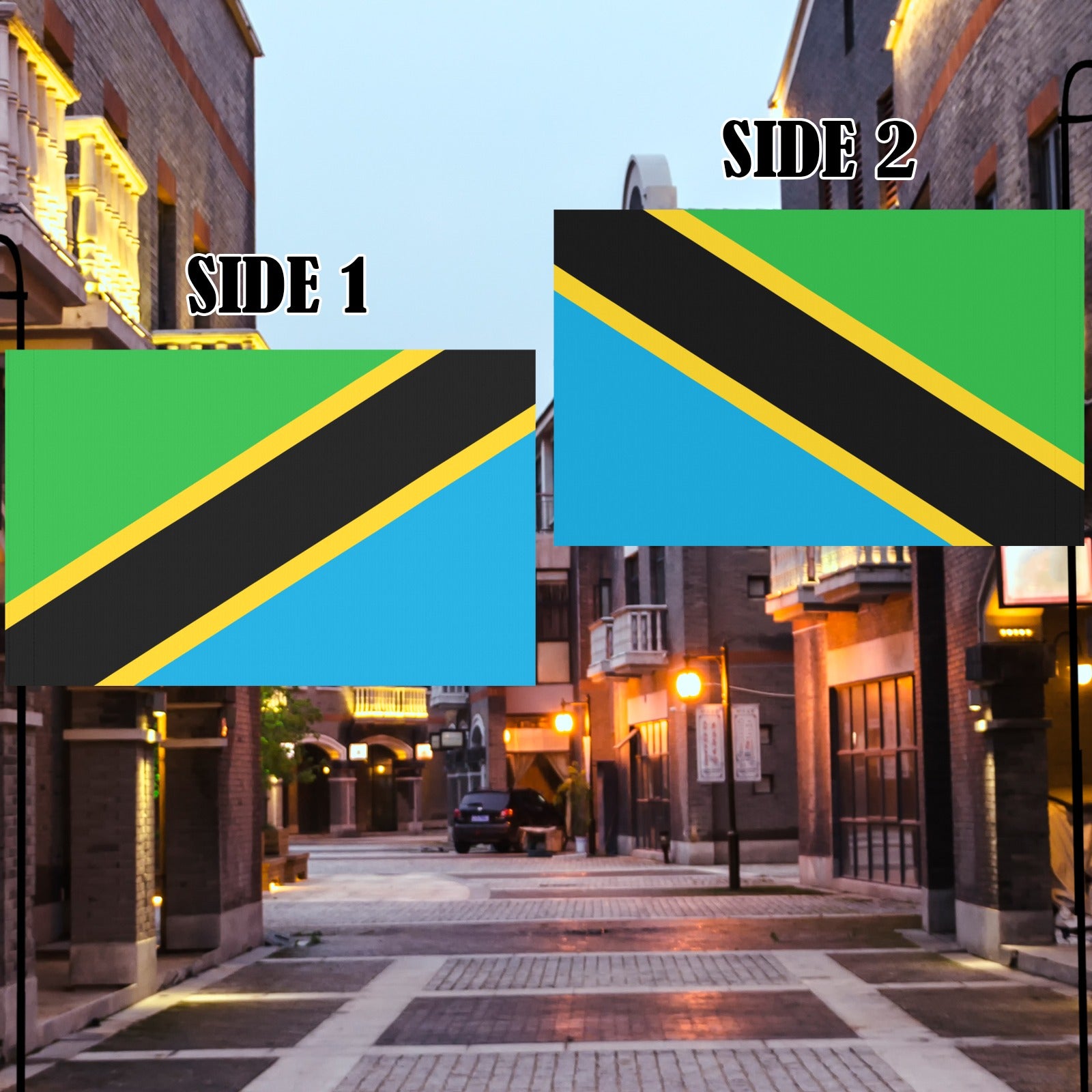 [Luv My Flag] double-sided flag featuring Tanzania’s national colors.
