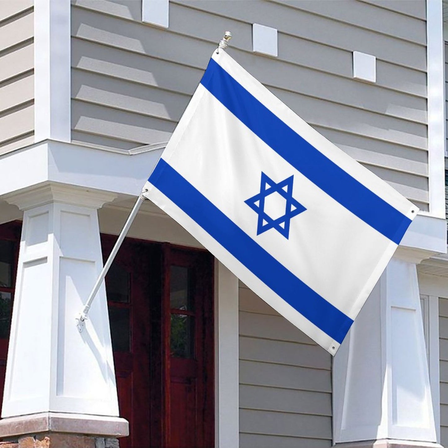 Israel Flag Inspired Wall Mount Flag with Four Grommets (35x59 in)