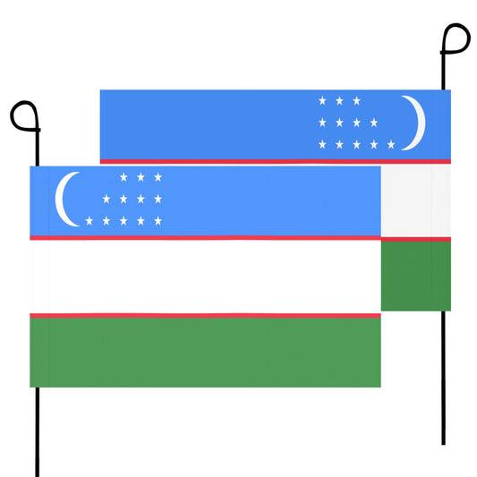 Two Uzbek flags by Luv My Flag, side-by-side.