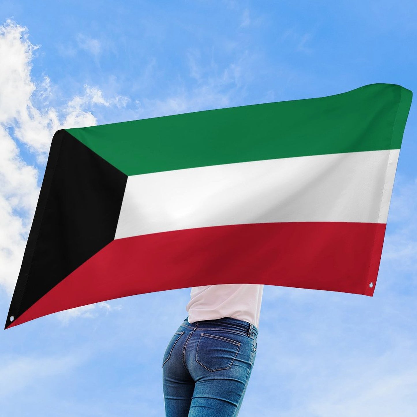 Kuwait Flag Inspired Wall Mount Flag with Four Grommets (35x59 in)