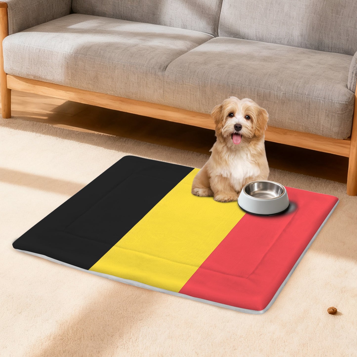 Belgium Flag Inspired Pet Mat 25x18inch (Made in the USA)