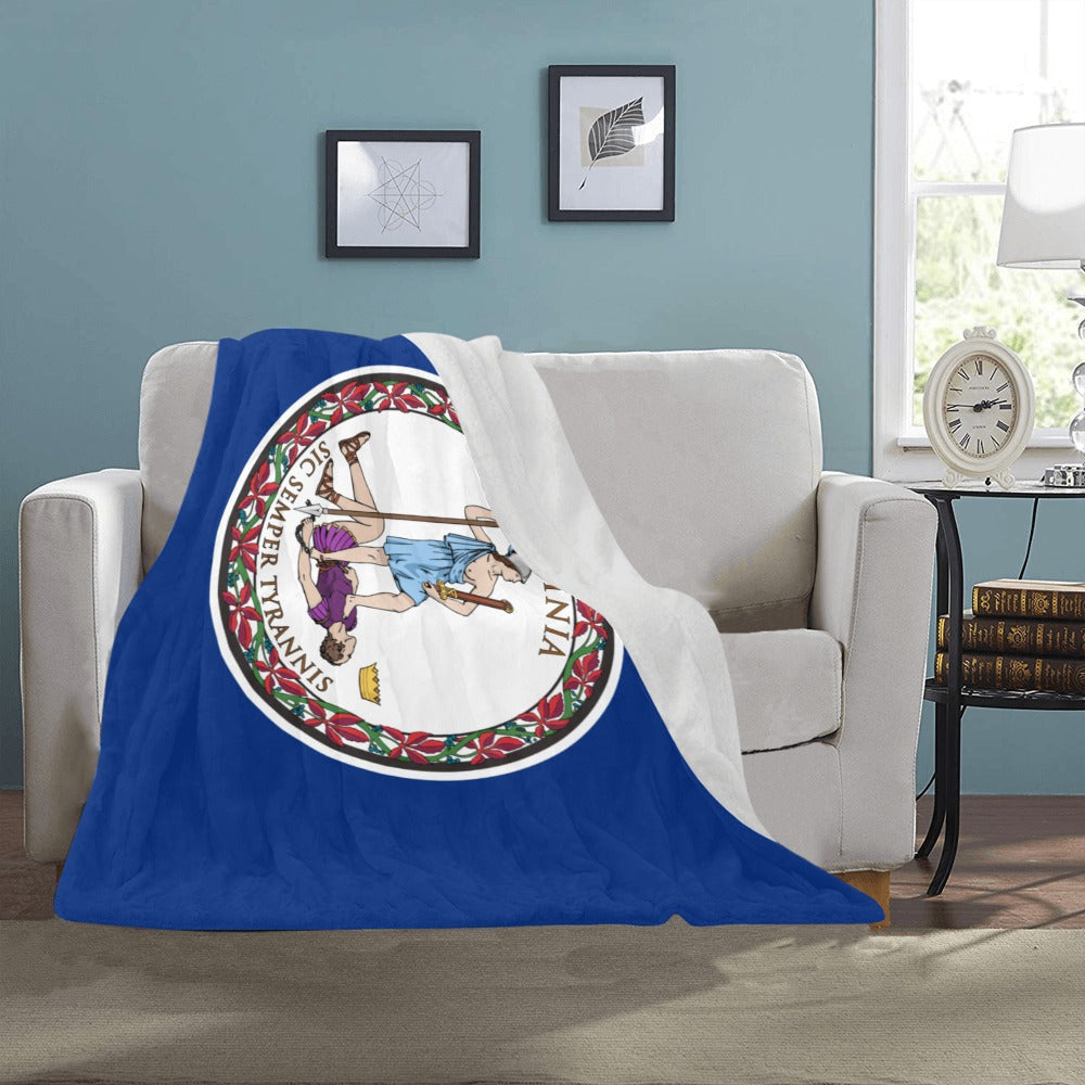 Luv My Flag throw blanket with state emblem on couch.