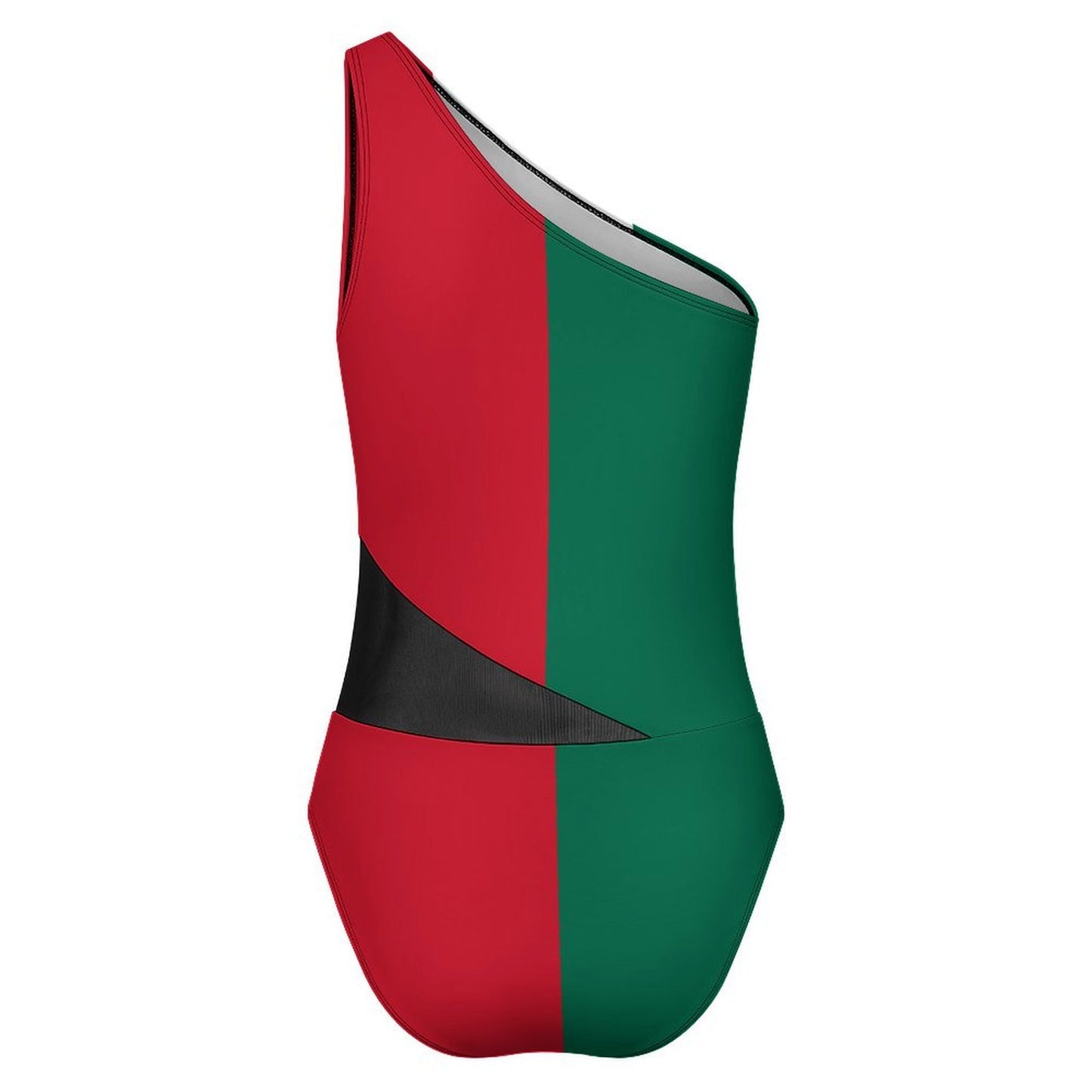 Mexico Flag Inspired Women’s One-Shoulder Mesh Swimsuit