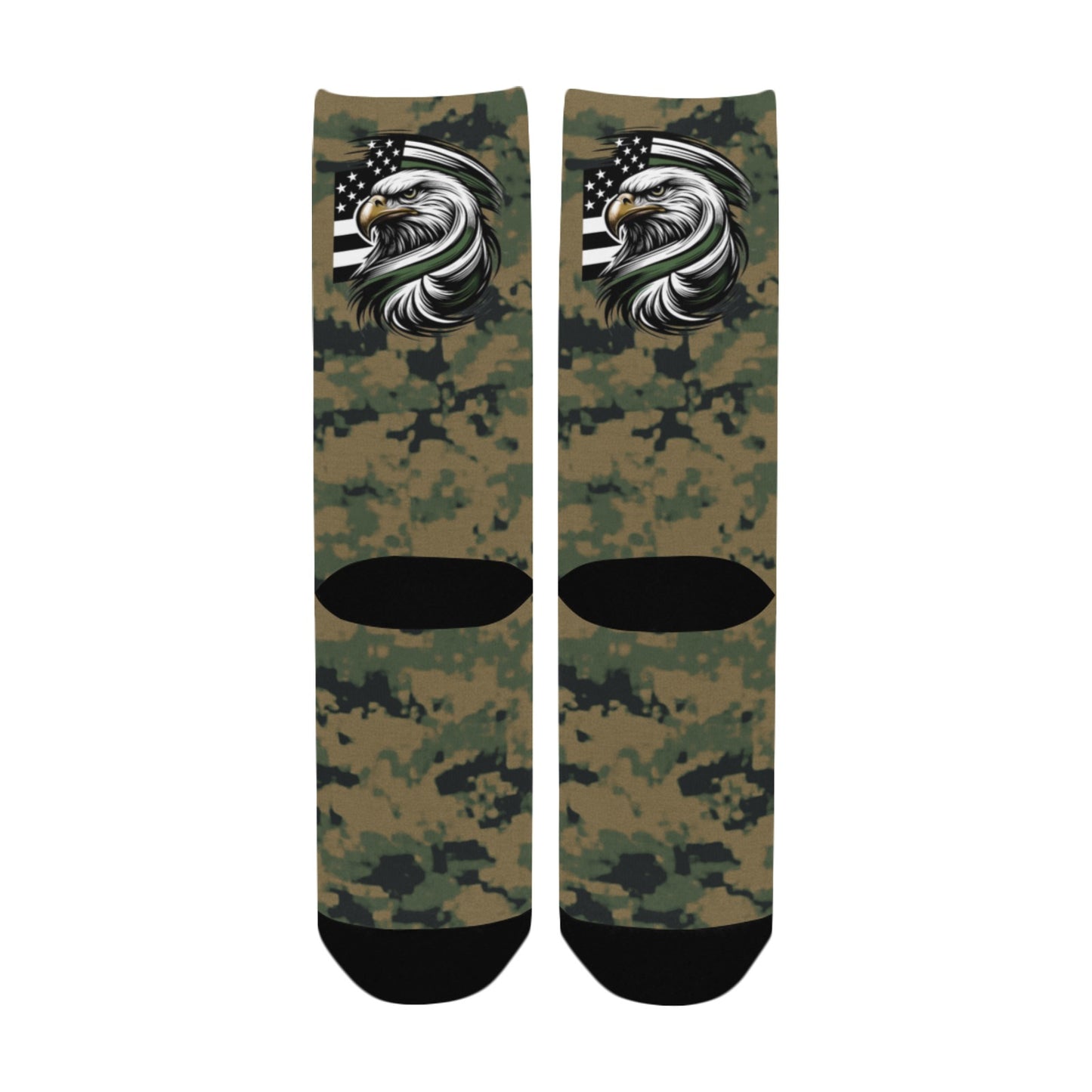 Thin Green Line Flag Inspired Eagle on Digital Camo Women's Custom  Socks | Ships from USA
