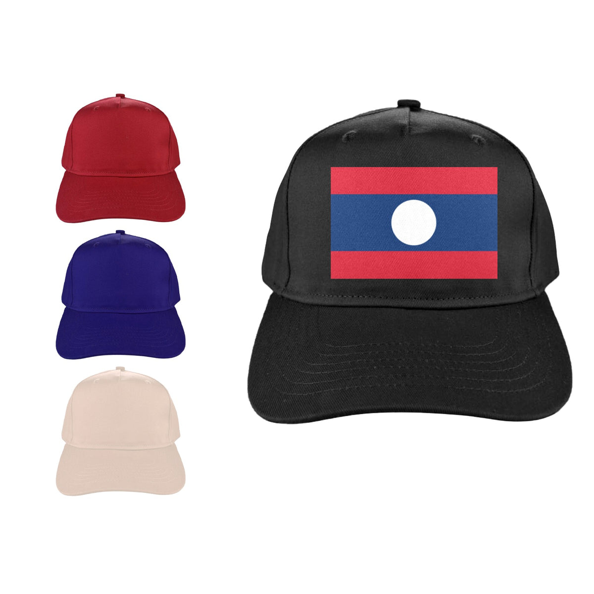 Laos Flag Inspired Baseball Cap | Printed in the USA