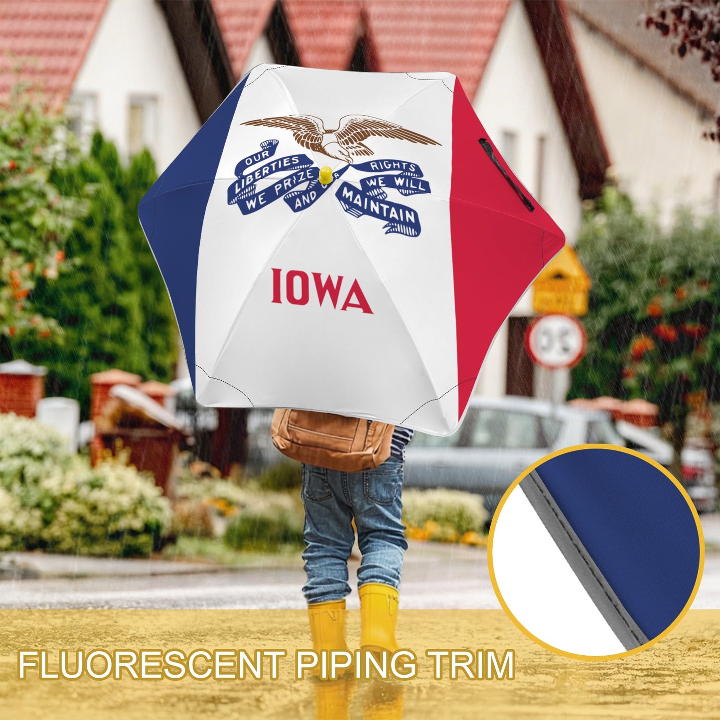 Iowa Flag Inspired Kids Safe Round Corner Umbrella
