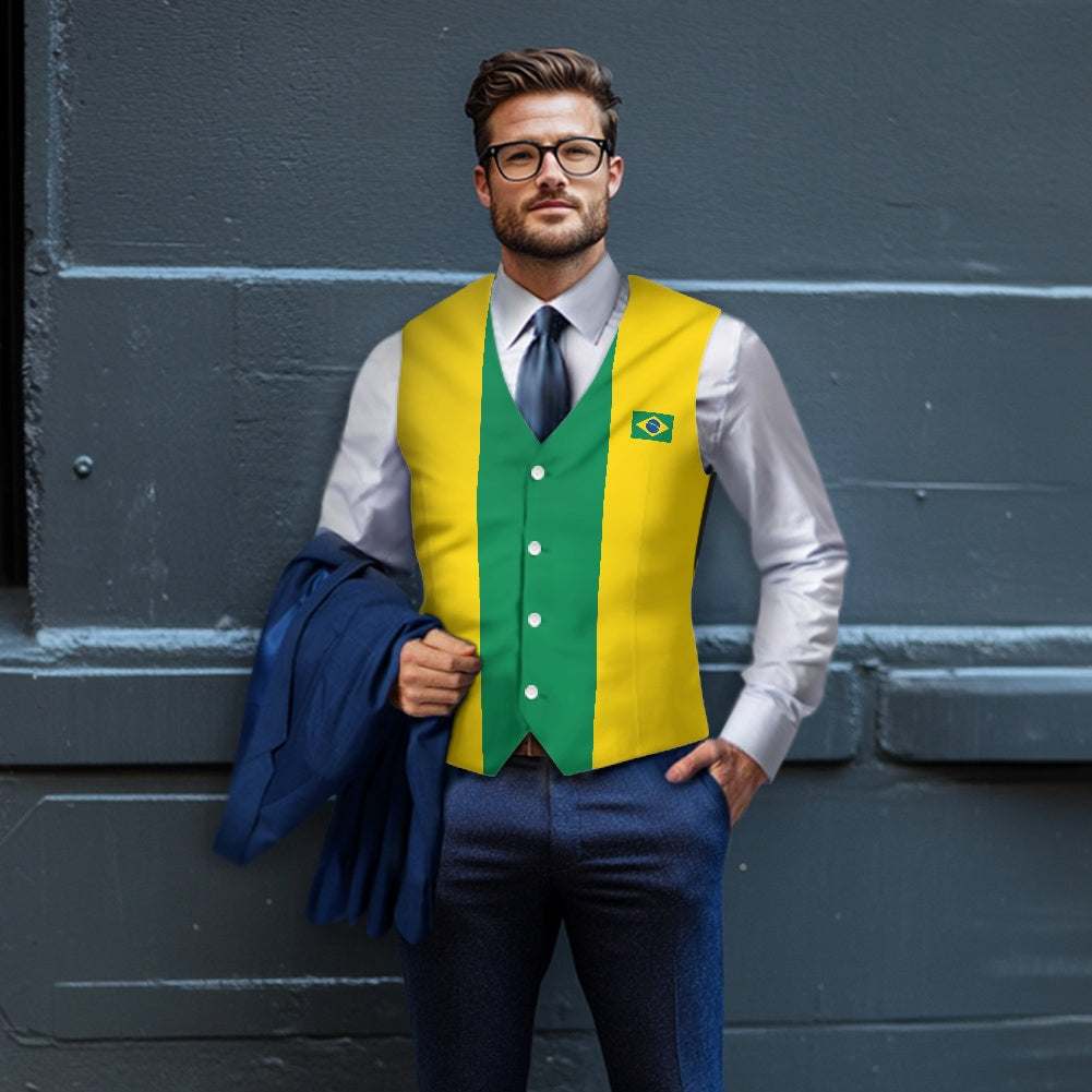 Brazil Flag Suit vest jacket