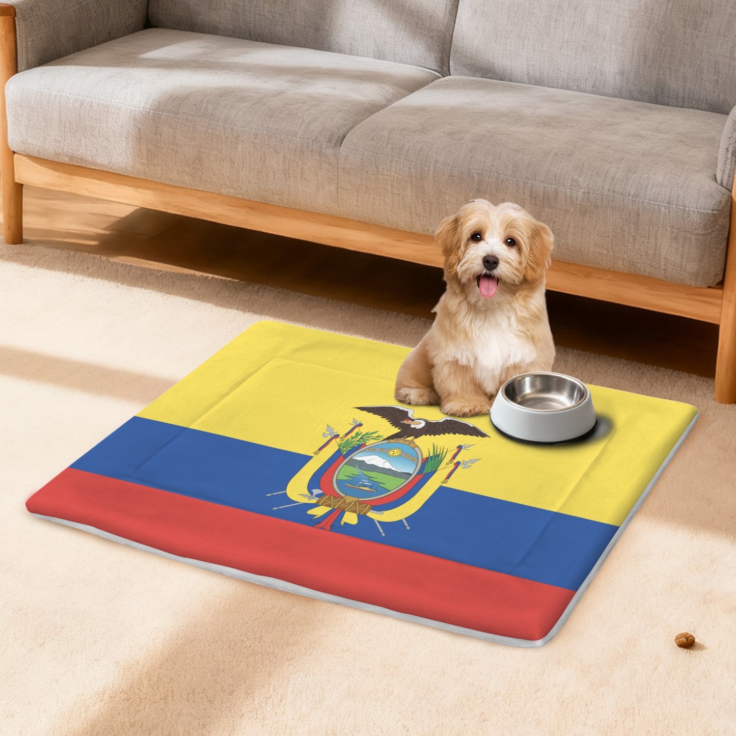 Ecuador Flag Inspired Pet Mat 25x18inch (Made in the USA)