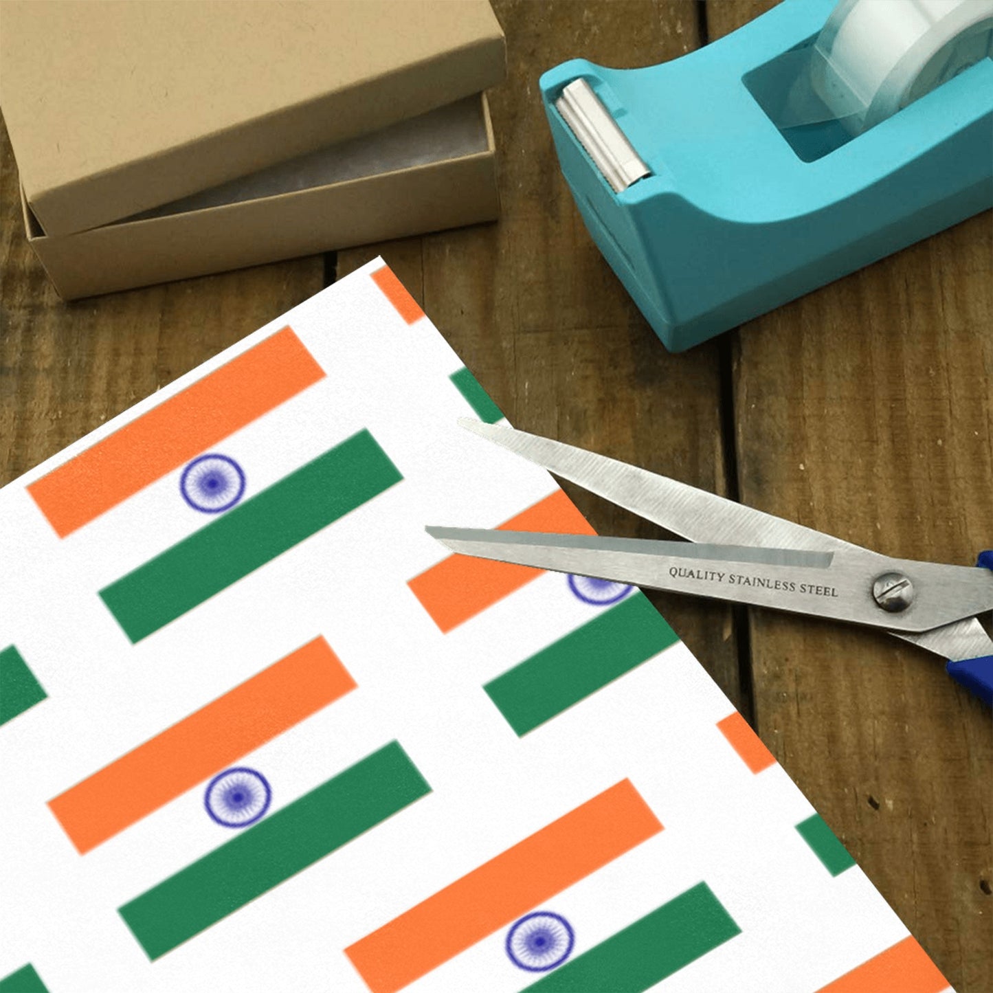 India Flag Inspired Custom Gift Wrapping Paper 58"x 22.5" (4 Rolls)