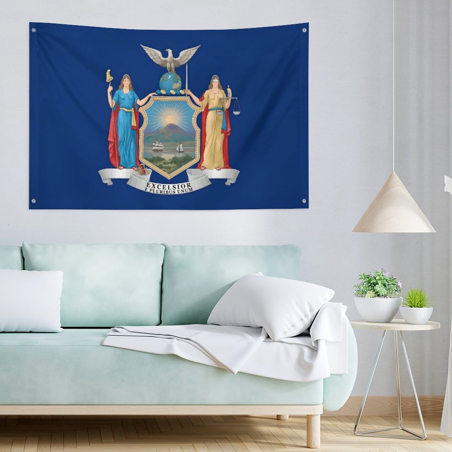 New York Flag Inspired Wall Mount Flag with Four Grommets (35x59 in)