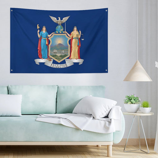 New York Flag Inspired Wall Mount Flag with Four Grommets (35x59 in)