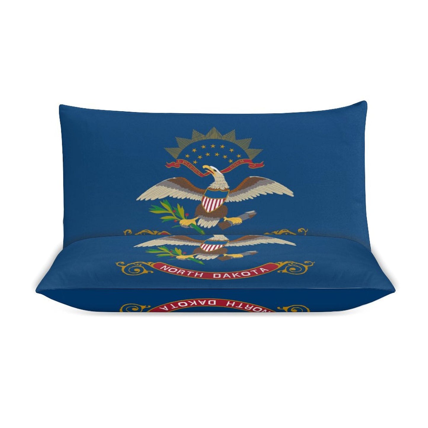 North Dakota Flag Inspired 3-Piece Bedding Set (1 Duvet Cover + 2 Pillow Shams) – 102"×90"