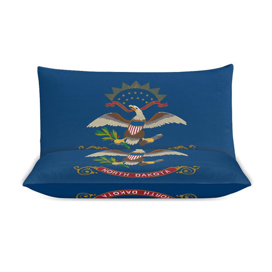 North Dakota Flag Inspired 3-Piece Bedding Set (1 Duvet Cover + 2 Pillow Shams) – 102"×90"