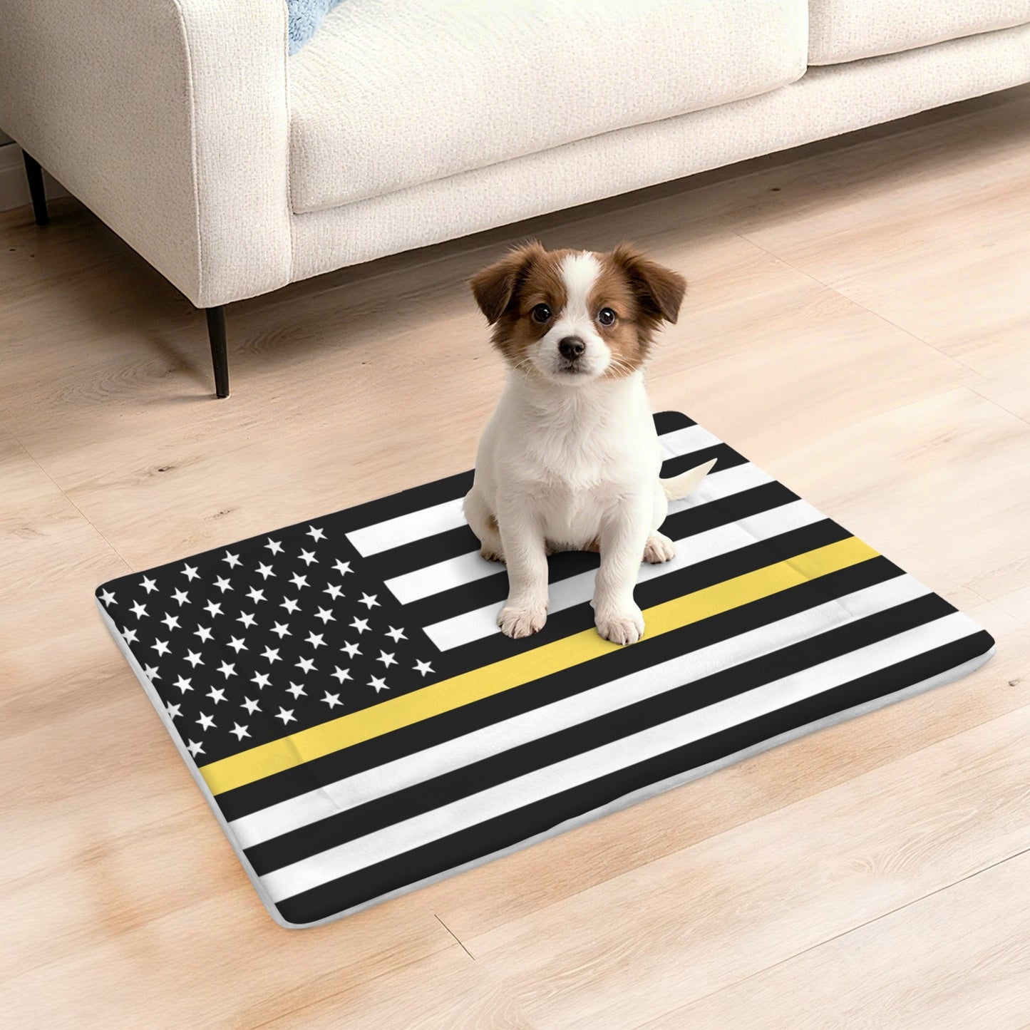 Thin Gold Line Flag Inspired Pet Mat 25x18inch (Made in the USA)
