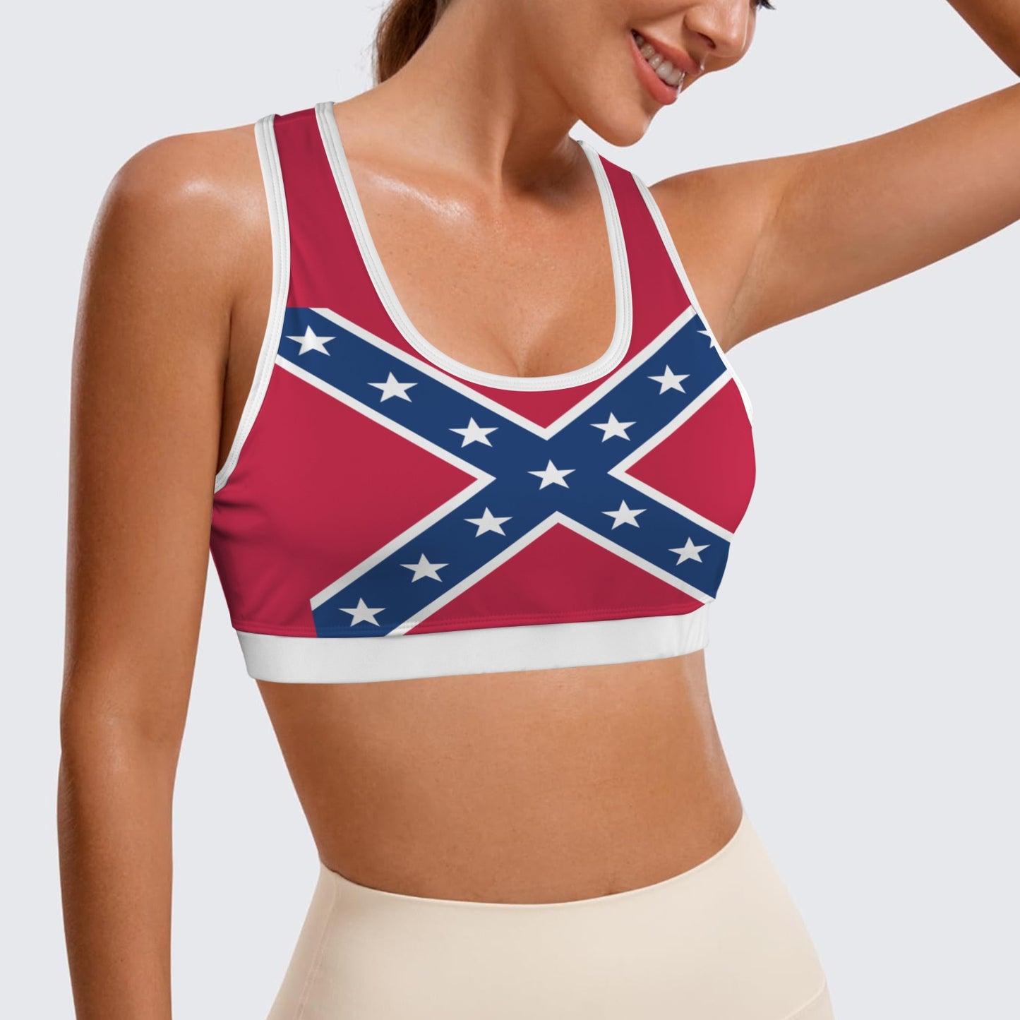 Confederate Battle Flag Racerback Sports Bra
