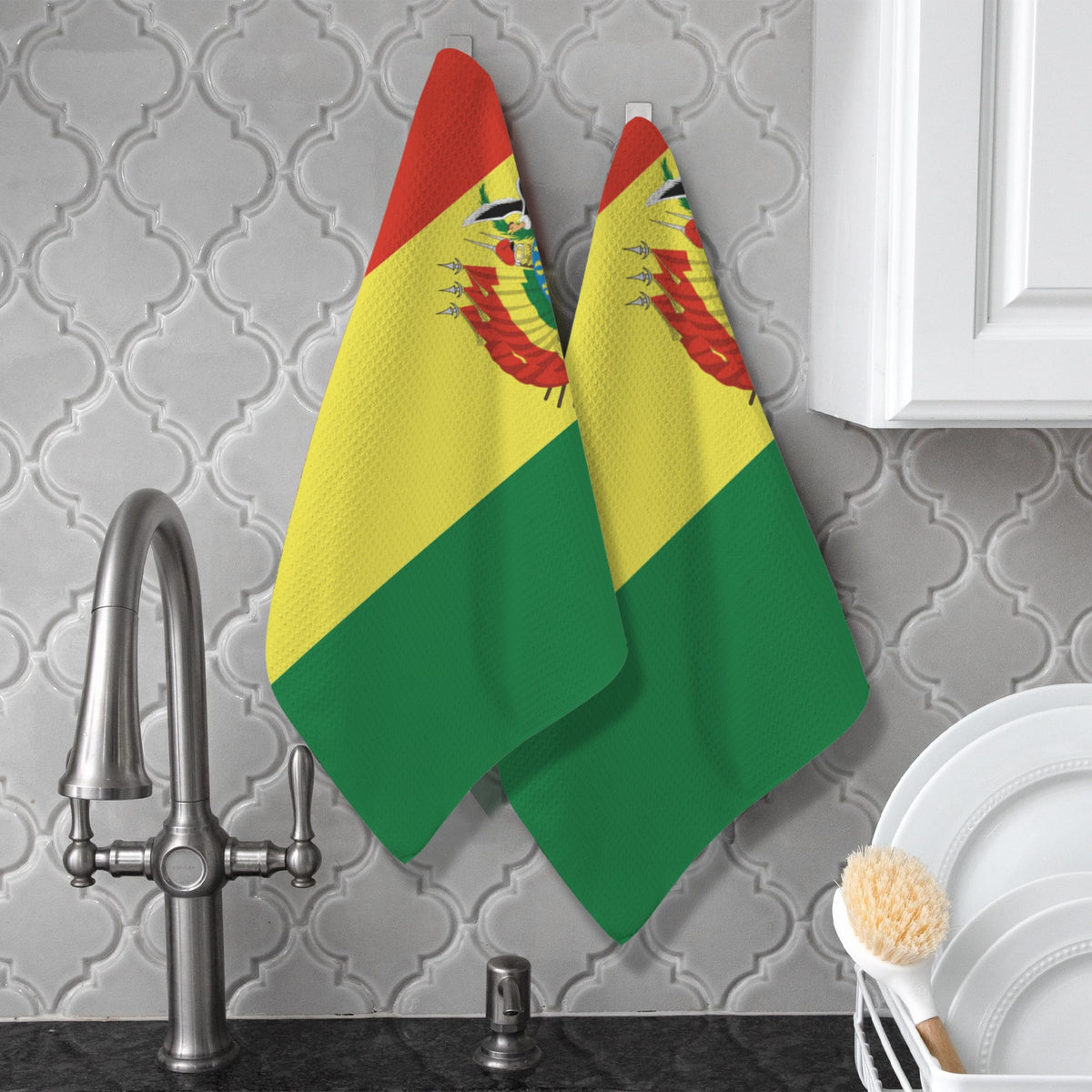 Bolivia Flag Inspired Kitchen Towel 40X60cm (Pack of 2) | Printed In the USA