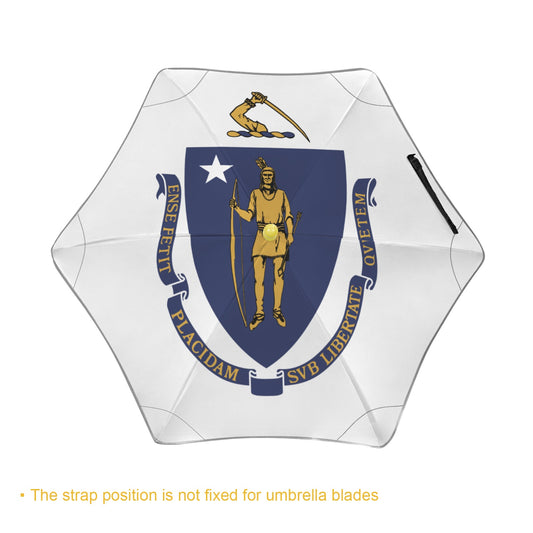 Massachusets Flag Inspired Kids Safe Round Corner Umbrella