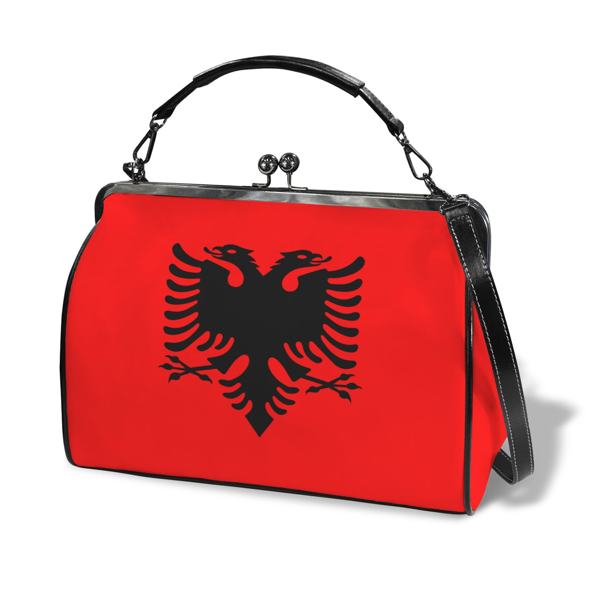 Albania Flag Inspired Kisslock Crossbody Shoulder Bag-Large (Model 1752)