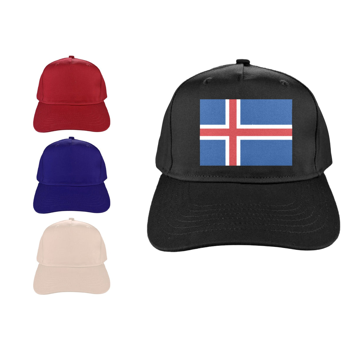 Iceland Flag Inspired Baseball Cap | Printed in the  USA