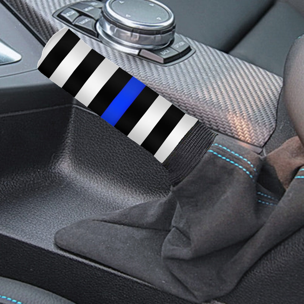 Thin Blue Line Flag Inspired Gear Lever Cover+Hand Brake Cover