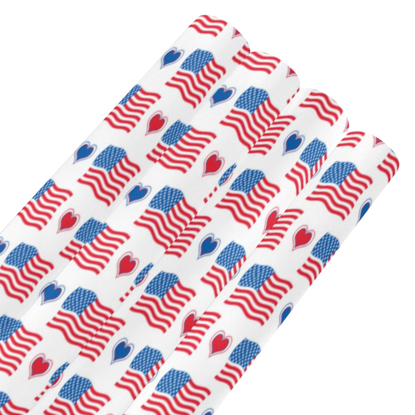 USA/American Flag Inspired Flag and Hearts Pattern Custom Gift Wrapping Paper 58"x 22.5" (4 Rolls)