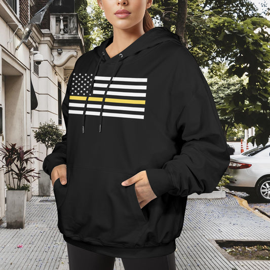 Thin Gold Line Flag Women's Hoodie Made in the USA